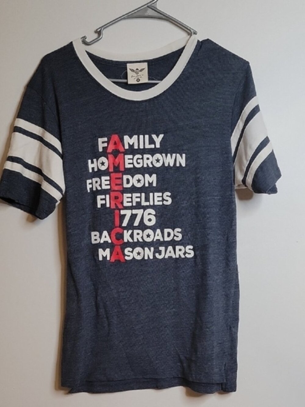 Navy Blue ATX MAFIA  America Shirt with White Stripes
